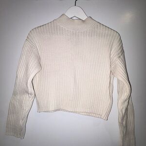 Zara Cropped Cream Knit Sweater